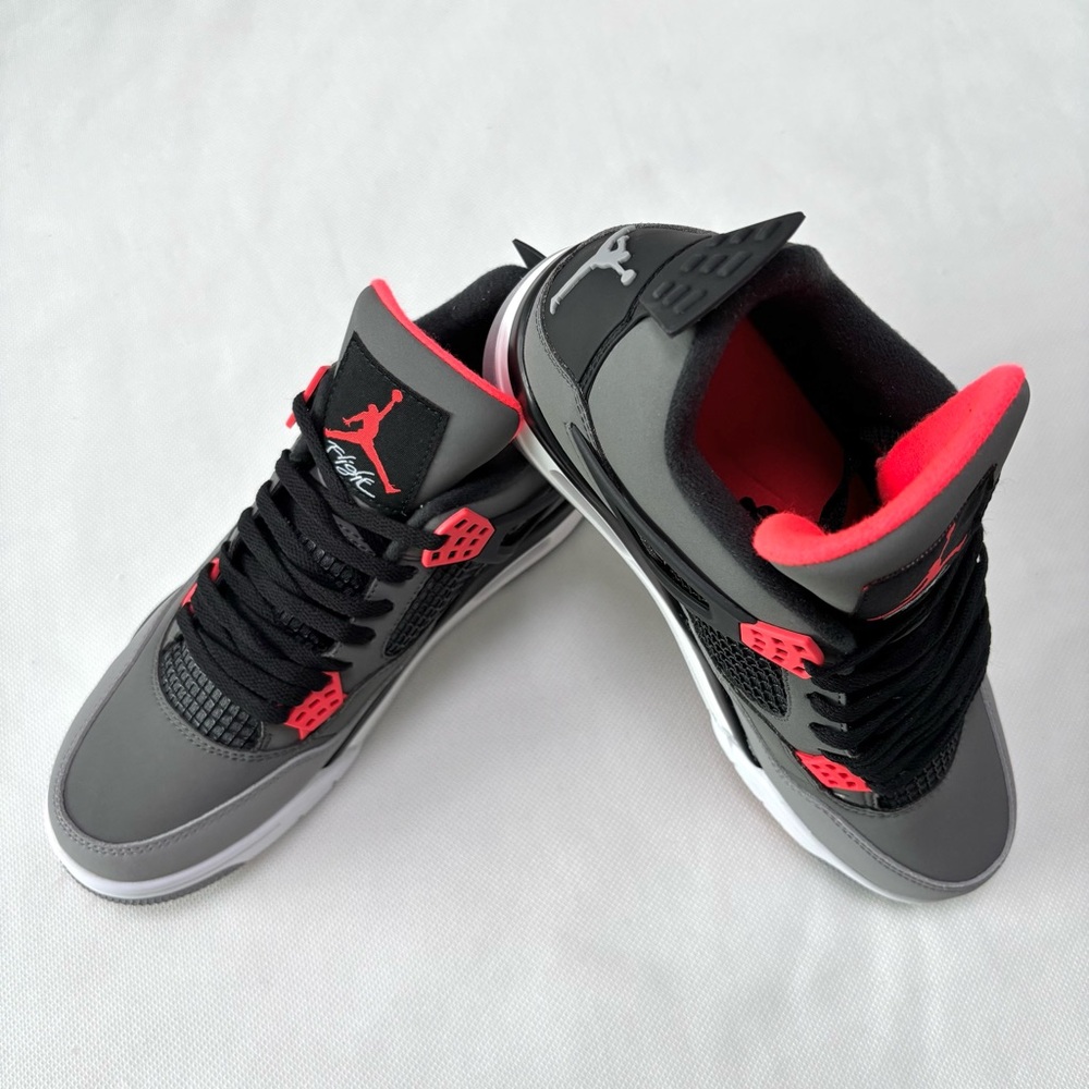 Jordan 4 Retro Infrared-Men’s Athletic Shoes in Gray, Black and Red - Picture 3 of 8
